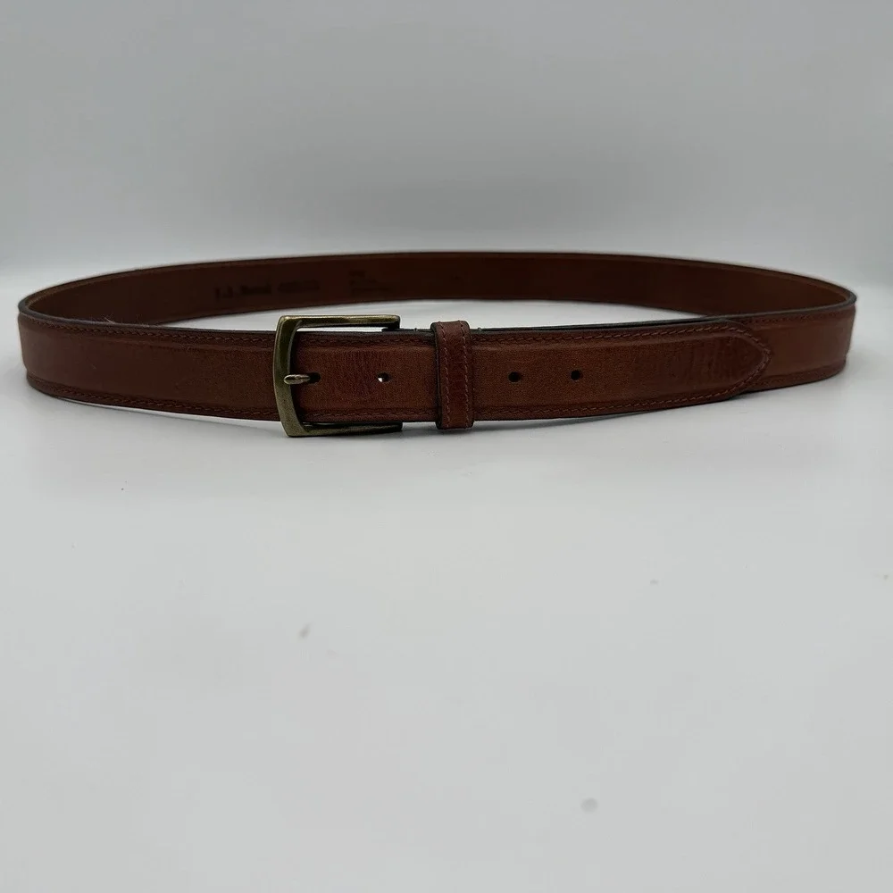 Vintage LL Bean belt genuine leather made in england mens 44 brown brass